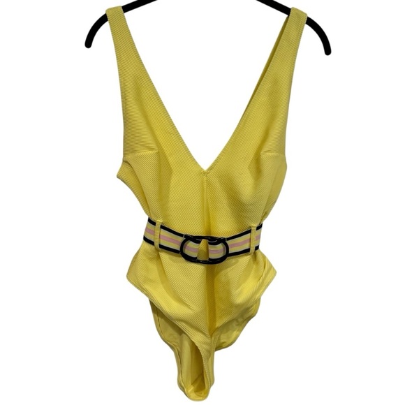 & Other Stories Belted High Cut Swimsuit 70’s Retro Summer Vacation Size 8 - Picture 2 of 13